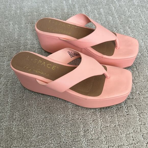 Lspace x Matisse “Alisa” platform thong flip flop in crystal pink square toe - Picture 4 of 11